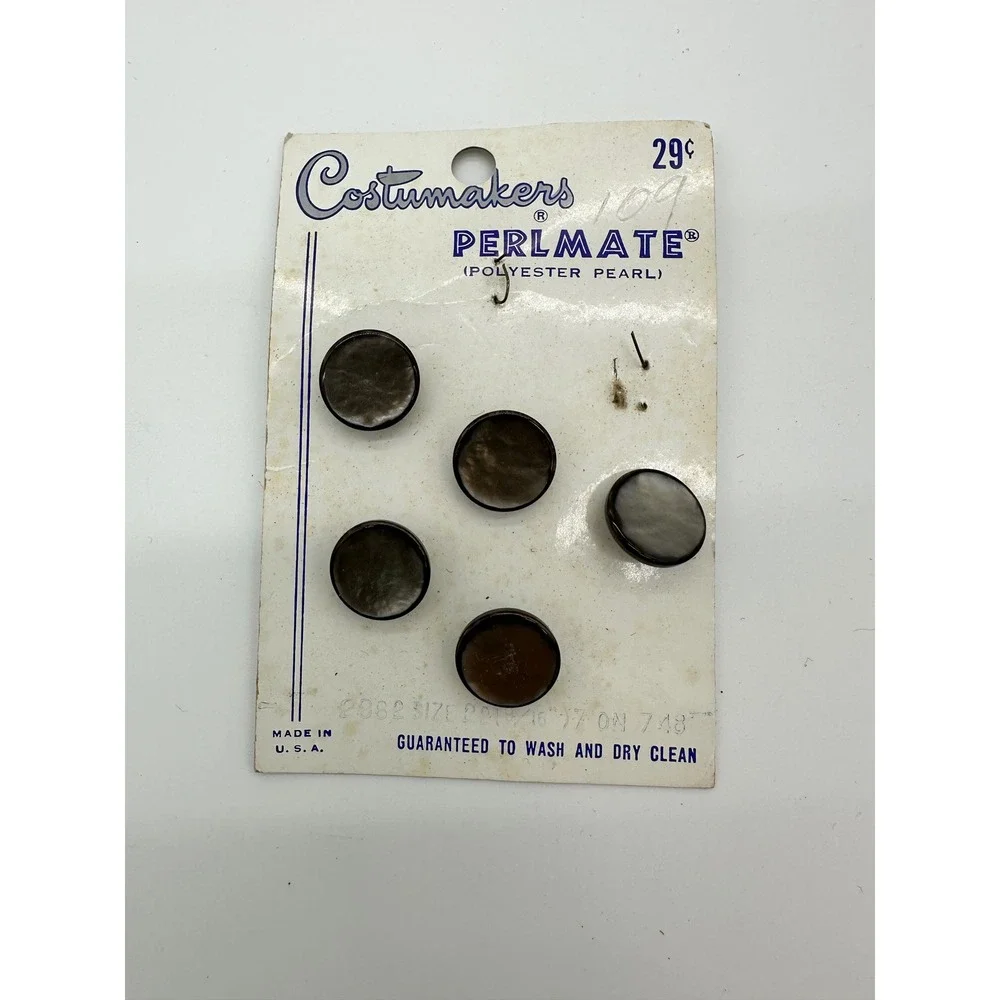 Costumakers Buttons Unisex‎ Vintage Perlmate Faux Pearl Shank Grey 9/16 inch